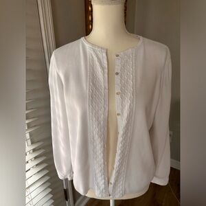 Vintage Alexandra Bartlett white cardigan size XL 100% cotton